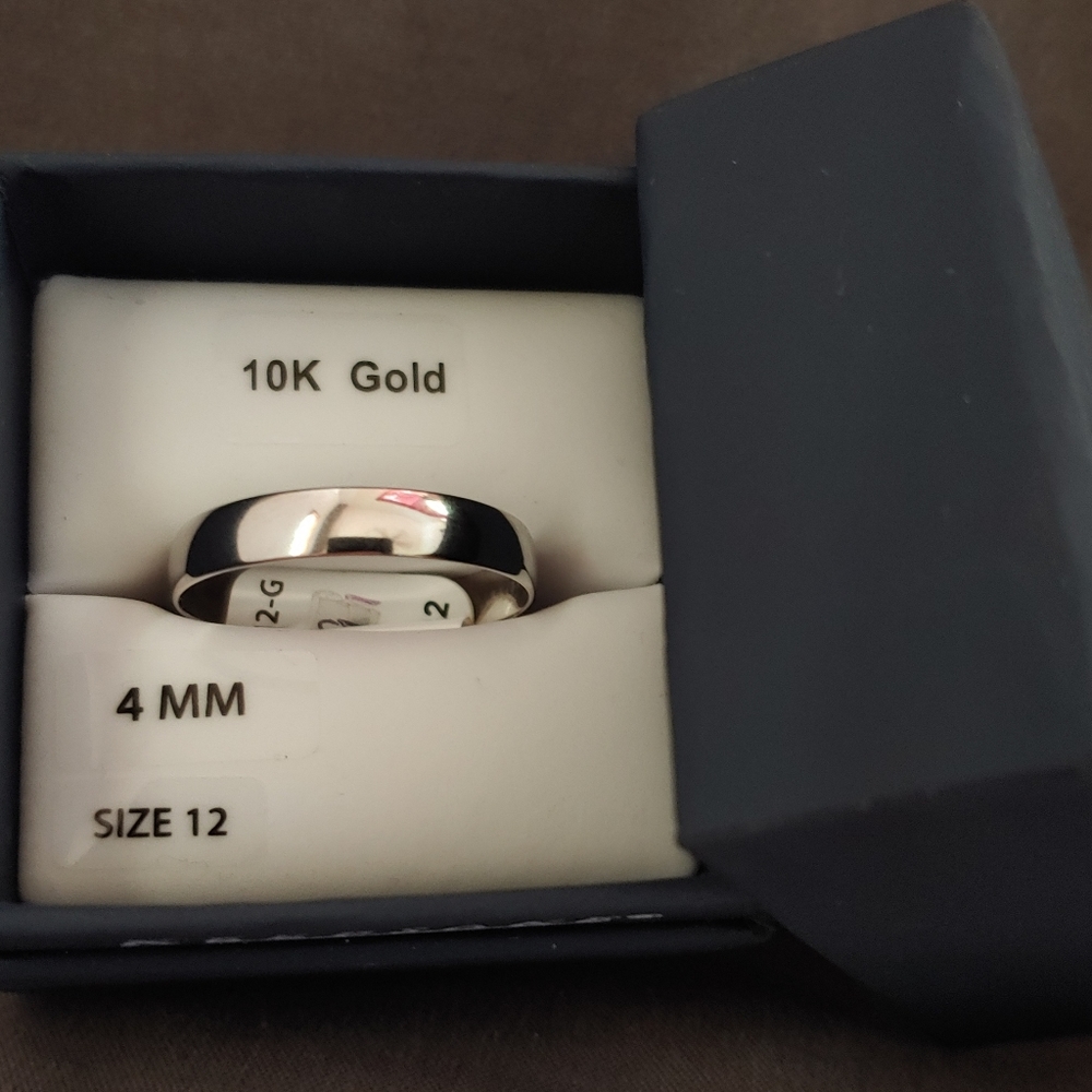 10K WHITE GOLD 4mm Ring/Band sz 12-NEW!